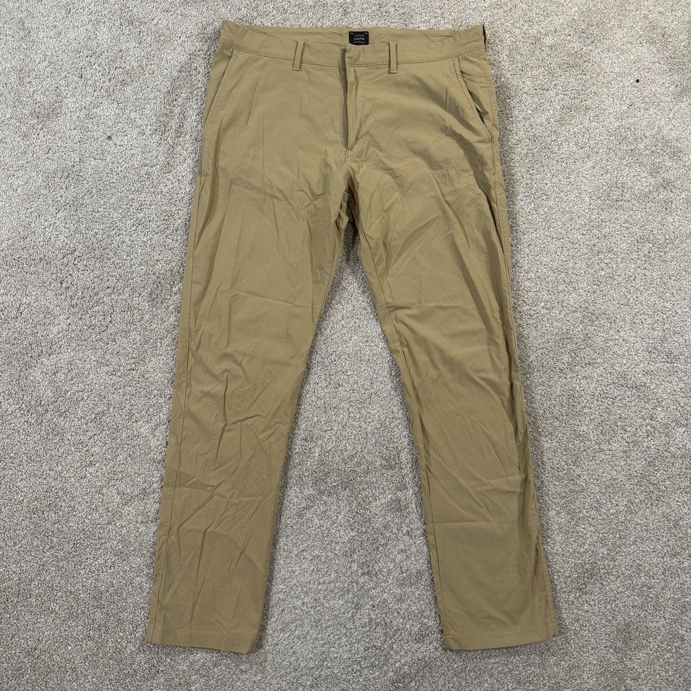 JCrew‎ 484 Slim Fit Stretch Chino Tech Pants 36X32 Solid Khaki Casual Commuter